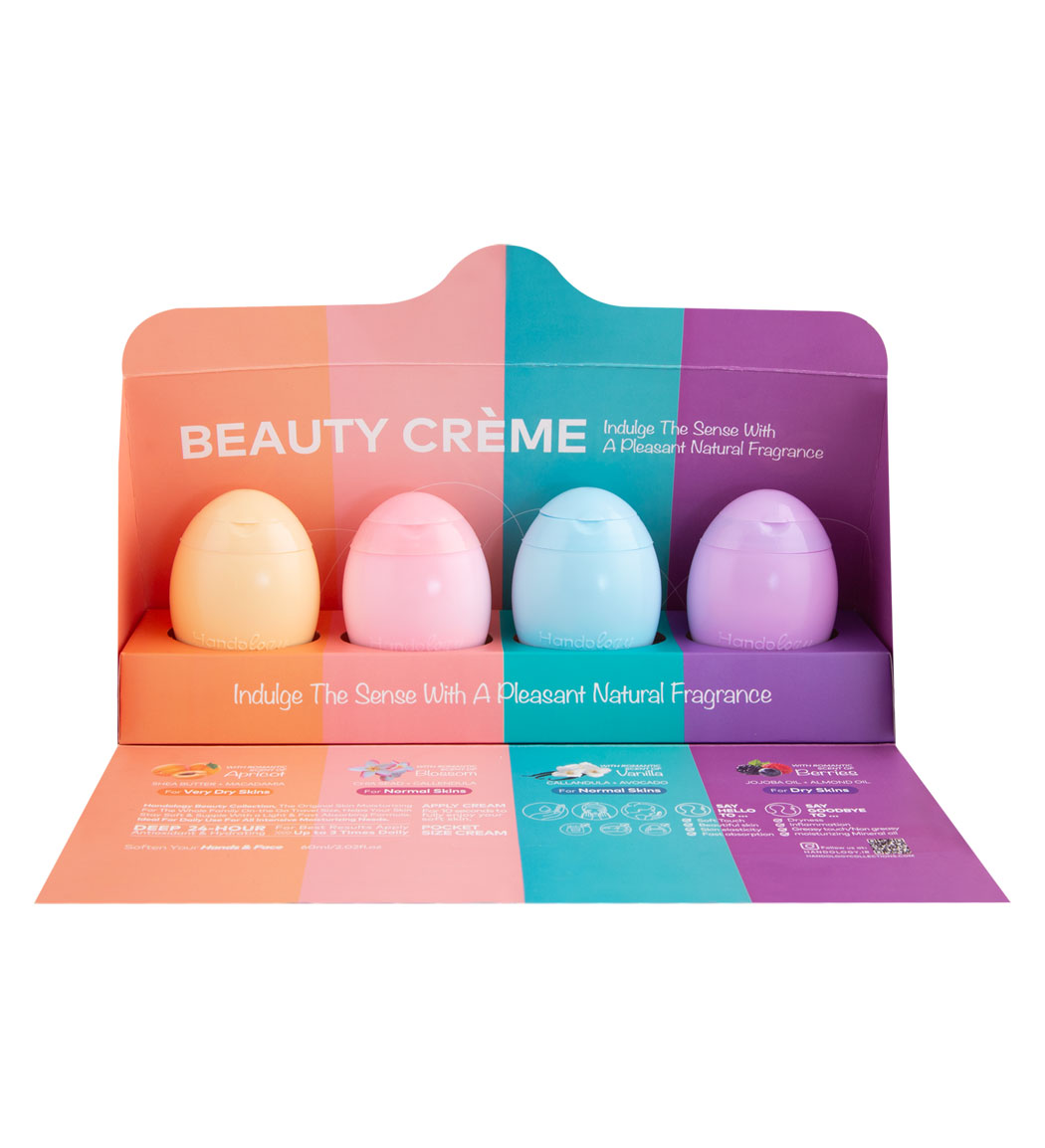 Handology-Beauty-Cream-Pack-4Pcs-Khanoumi-2023531223431383.jpg پک 4 عددی کرم مرطوب کننده دست و صورت مدل Beauty - تصویر 1