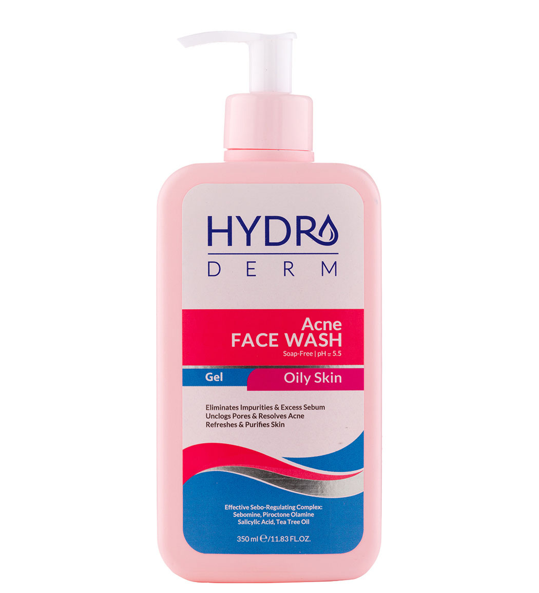hydroderm-acne-face-wash-gel-for-oily-skin-350ml-khanoumi-1-202371010530723.jpg ژل شستشوی صورت مناسب پوست های چرب 350میل - تصویر 1